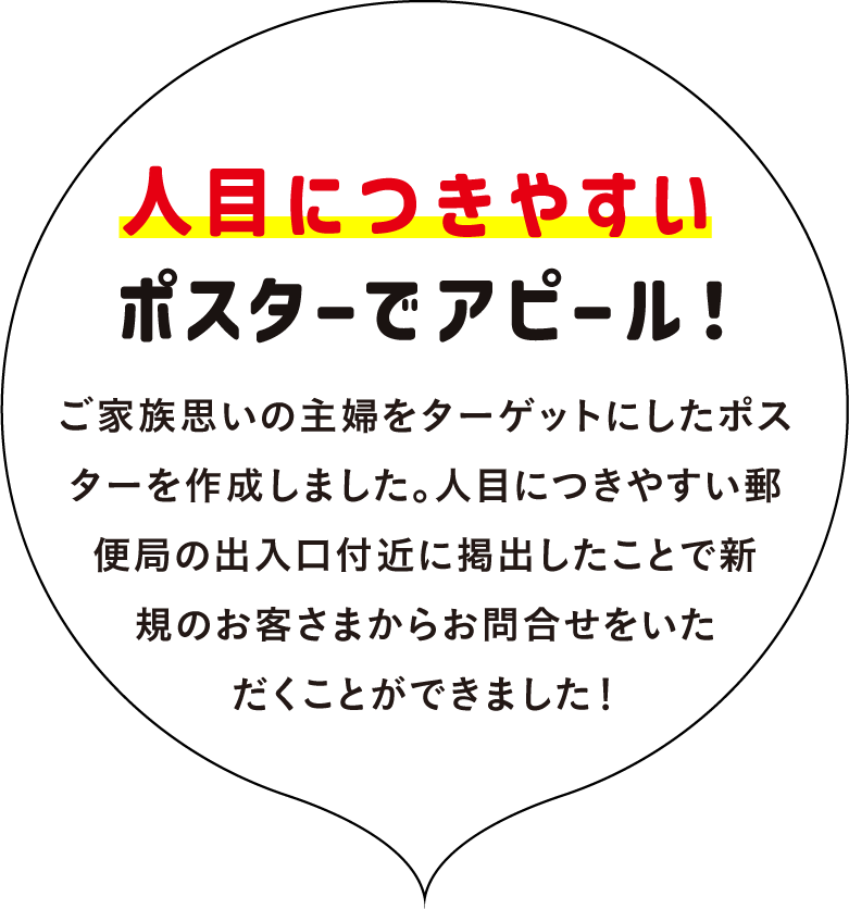 人目につきやすいポスターでアピール！