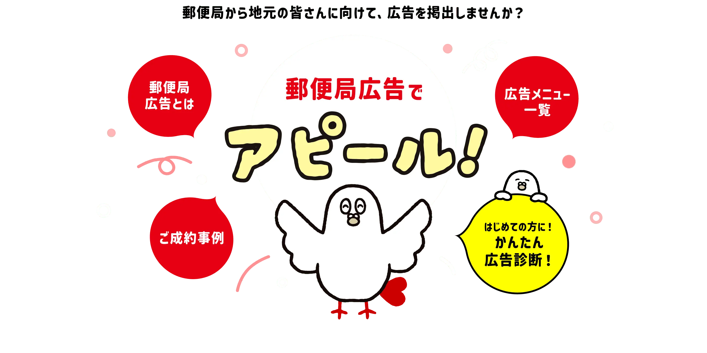 郵便広告でアピール！郵便局から地元の皆さんに向けて、広告を掲出しませんか？